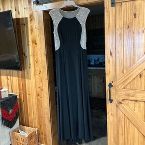 Elegant Black and Silver Evening Gown